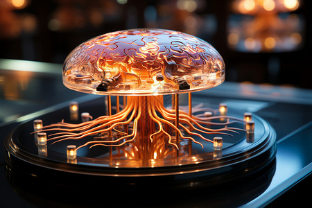 科学探索的大脑芯片技术背景图片