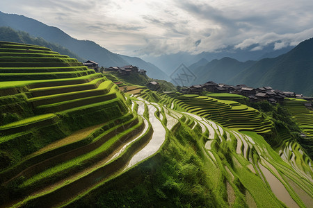 丘陵梯田的美丽景观图片