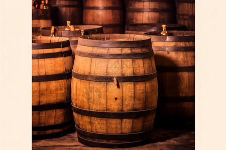 酿酒厂的木桶背景图片