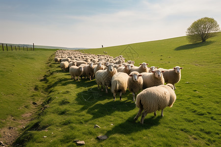 农村羊群的养殖场图片