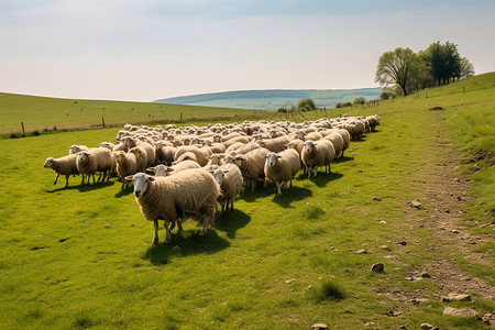 草原上放牧的羊群图片