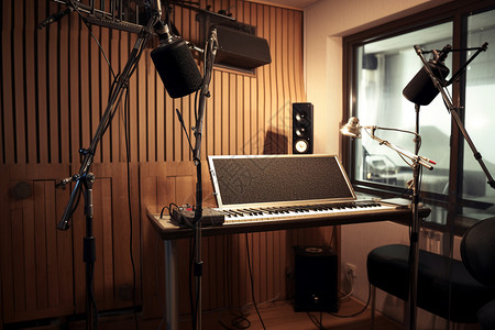FM收音音乐的录音棚背景
