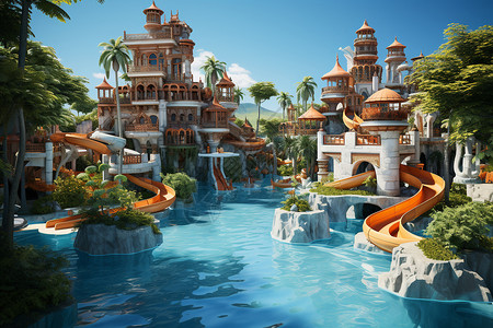 彩色的水上乐园背景图片