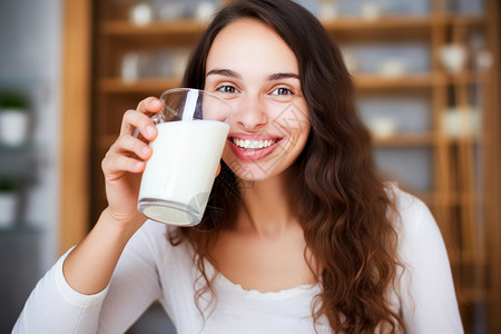 爱喝牛奶的女士图片