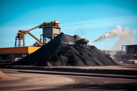 黑色的煤矿煤堆煤炭股高清图片
