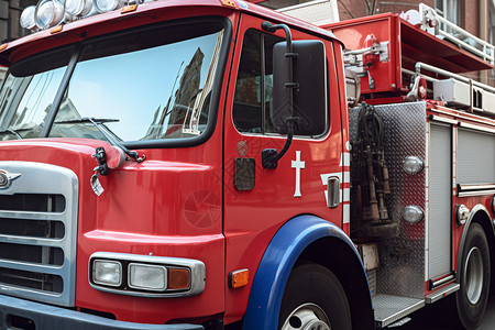 红色的消防车背景图片