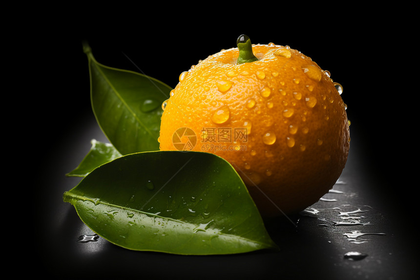 带水的柑橘图片