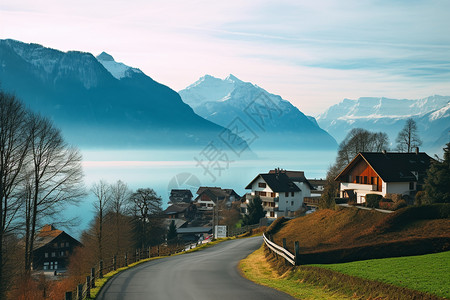 恬静的村庄背景图片