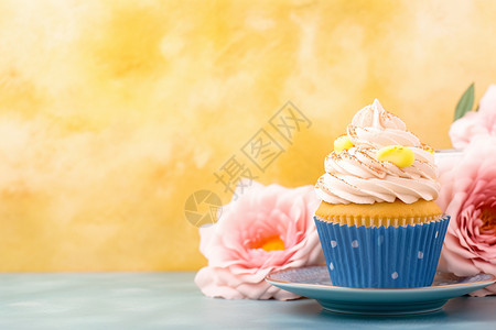 柔软的奶油蛋糕背景图片
