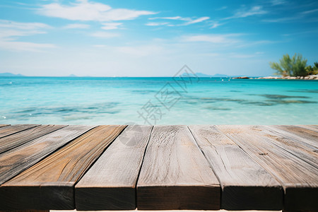 长凳海岸夏日的美丽风景设计图片