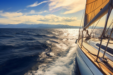 海上冒险行驶在大海上的帆船背景