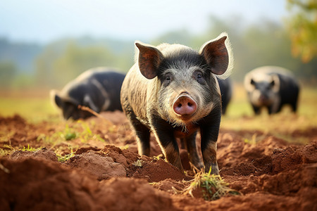 动物脂肪外出的可爱小猪背景
