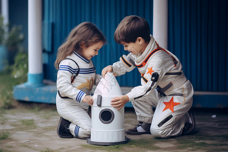 宇航员和星星穿宇航服的小孩背景