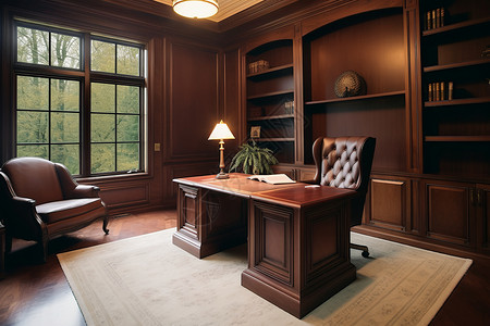 明亮的木质办公室图片