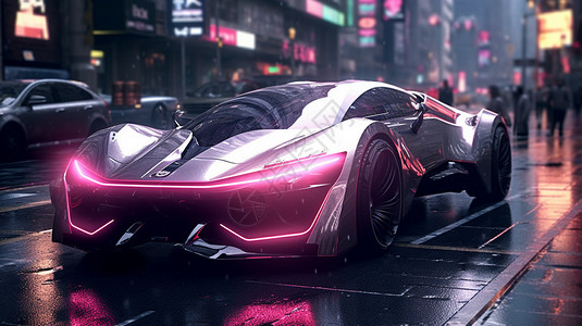 紫色的未来汽车背景图片