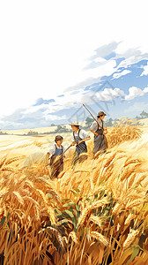 小麦地里的孩子们图片