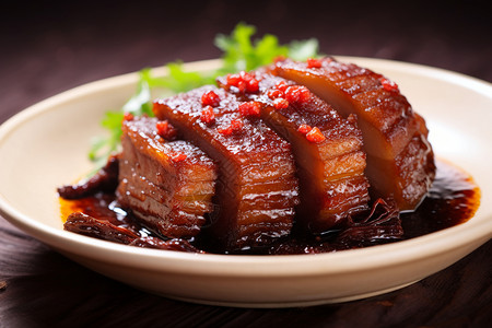 东坡肉美食新鲜烹饪的红烧肉背景