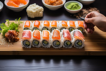 好吃的海鲜寿司高清图片