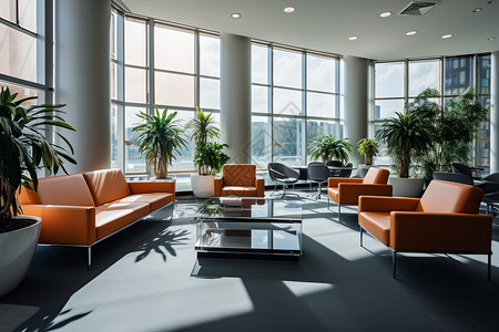 业务大厅休息区的沙发背景