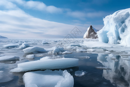 冬天冰冻的贝加尔湖景观图片