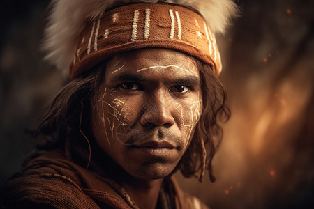 澳大利亚土著外国男人土著传统服装背景