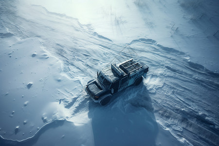 雪地上的卡车高清图片