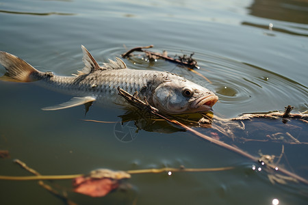 生态环境污染的死鱼背景