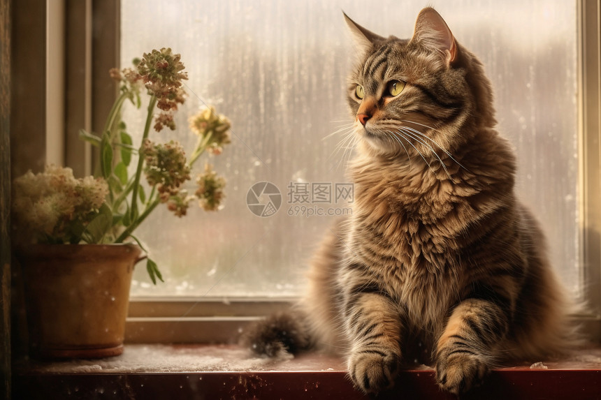 窗台上的猫咪图片