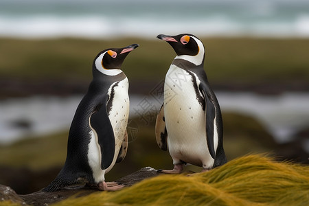 两只可爱的企鹅高清图片