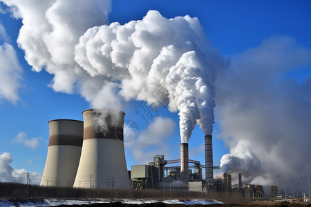 发电厂废气排放高清图片
