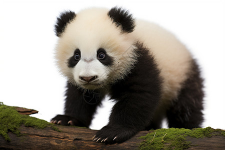 爬上树杈熊猫树杈上的熊猫幼崽背景