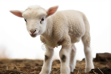 可爱小绵羊农场养殖的羔羊背景