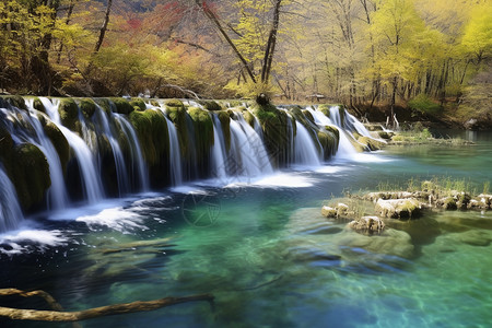 湍急的河流九寨沟风景图高清图片