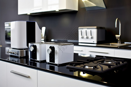 现代厨房多功能炉灶背景图片