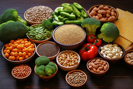 健康饮食的蔬菜和豆类图片