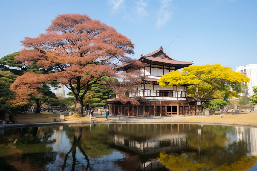 夏季城市中历史建筑景观图片