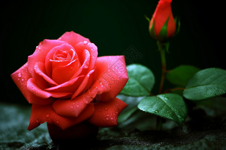 粉红色玫瑰玫瑰露珠高清图片