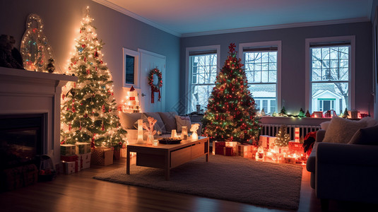 圣诞节的室内装饰背景图片