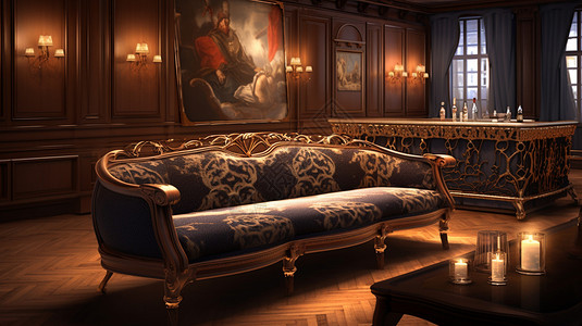 古典的直排沙发背景图片