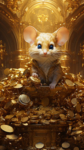 金色老鼠金币上的老鼠设计图片