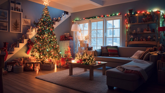 室内的圣诞树背景图片