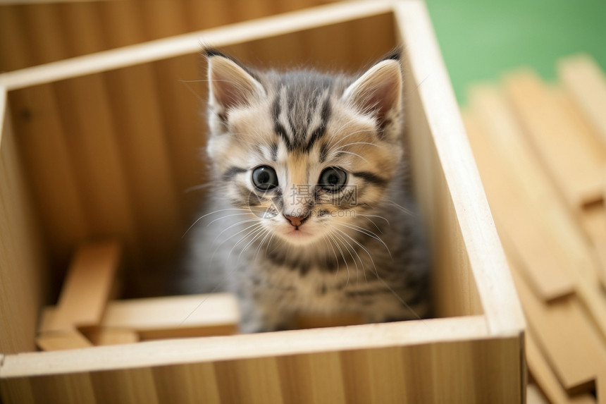 木箱中的猫咪幼崽图片
