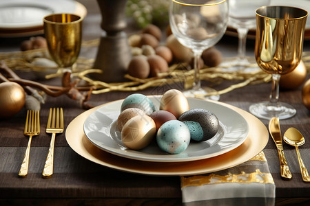 餐厅中的复活节彩蛋背景图片