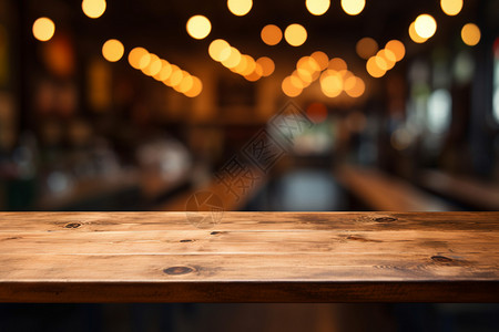 餐厅里的木质桌子背景图片