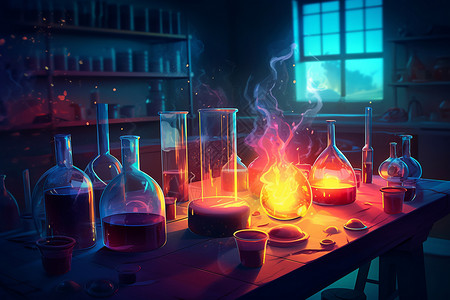 化学反应容器迷人的化学实验插画