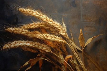 一束小麦一束成熟的麦子插画