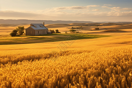 连绵起伏的小麦农场图片