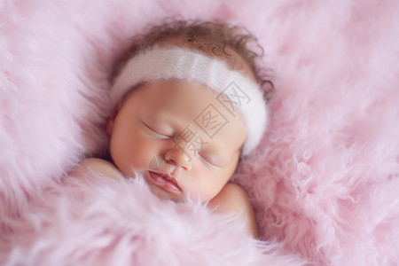 粉色毛毯上的新生儿图片