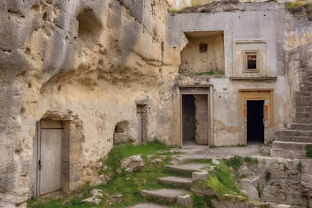古代的洞穴房屋背景图片