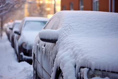 下雪时汽车图片